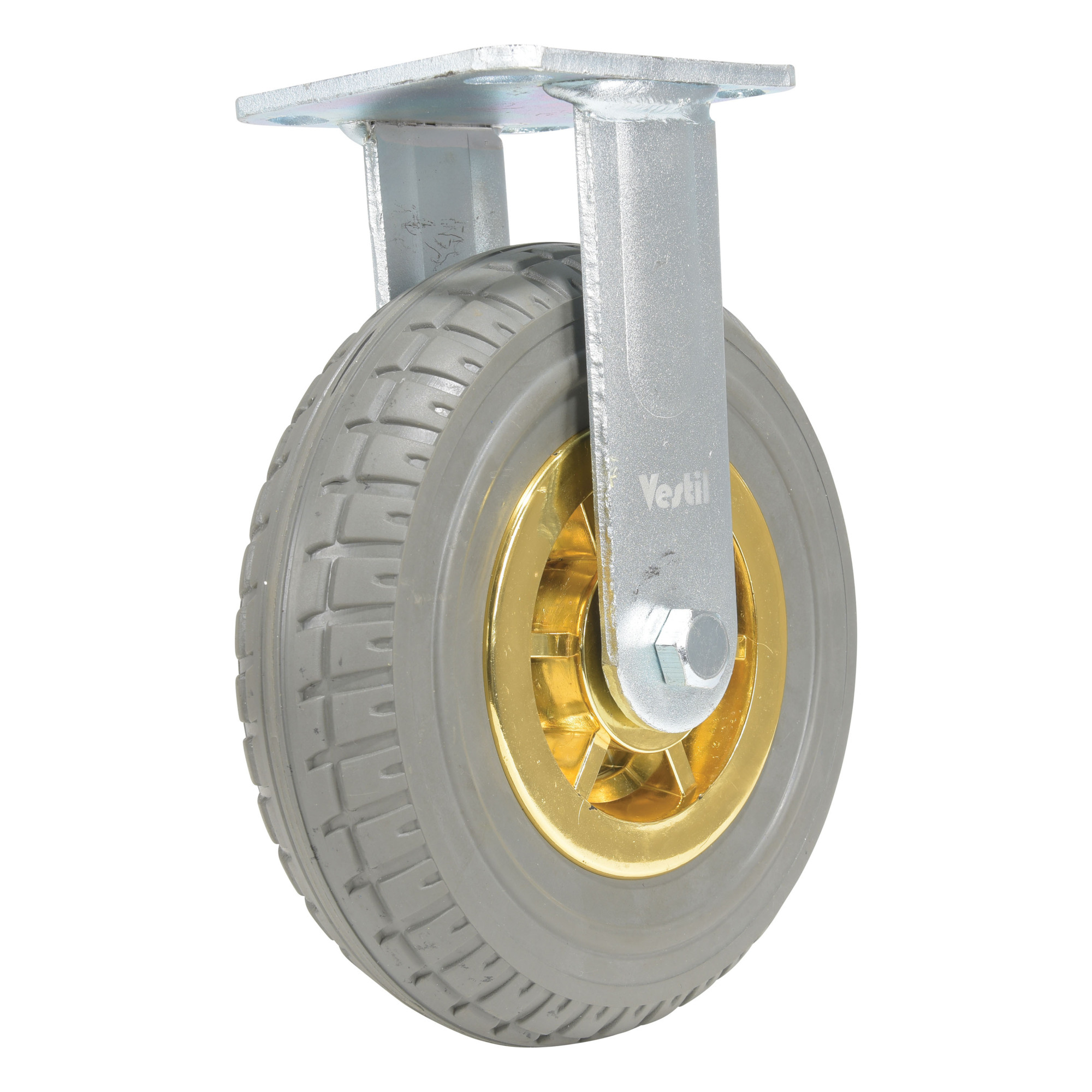 Vestil Flat-Free Rigid Caster - 8in. x 2in., 661-Lb. Capacity, Solid Rubber, Non-Marking, Model# CST-VE-8X2FF-R
